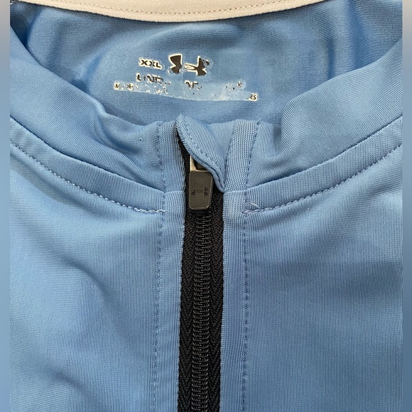 Under Armour Men’s XXL Blue Poly Blend Short Sleeve Quarter Zip Athletic Shirt - Picture 9 of 12